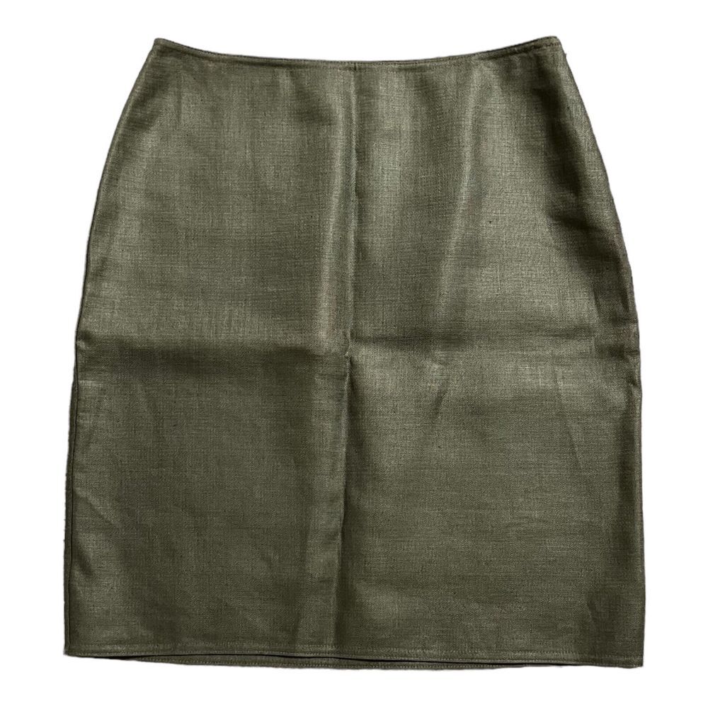 Linda Allred Ellen Tracy 100% Linen Skirt Army Green 4P